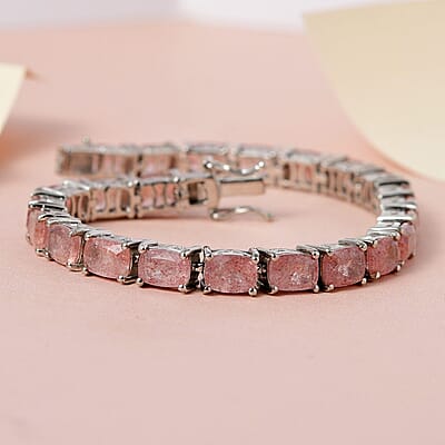 D'Joy Tanzanian Natronite 17.90 ctw Tennis Bracelet in Platinum Over Sterling Silver (6.50 In)