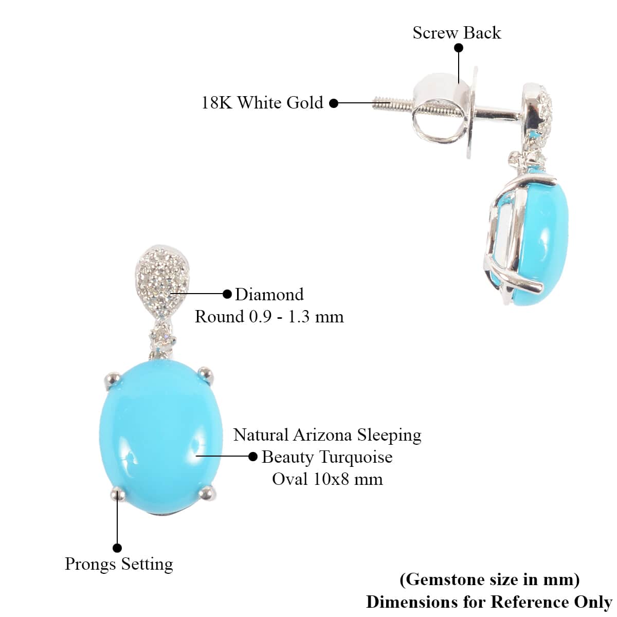 Iliana 18K White Gold AAA Sleeping Beauty Turquoise and G-H SI Diamond Drop Earrings 4.60 ctw image number 2