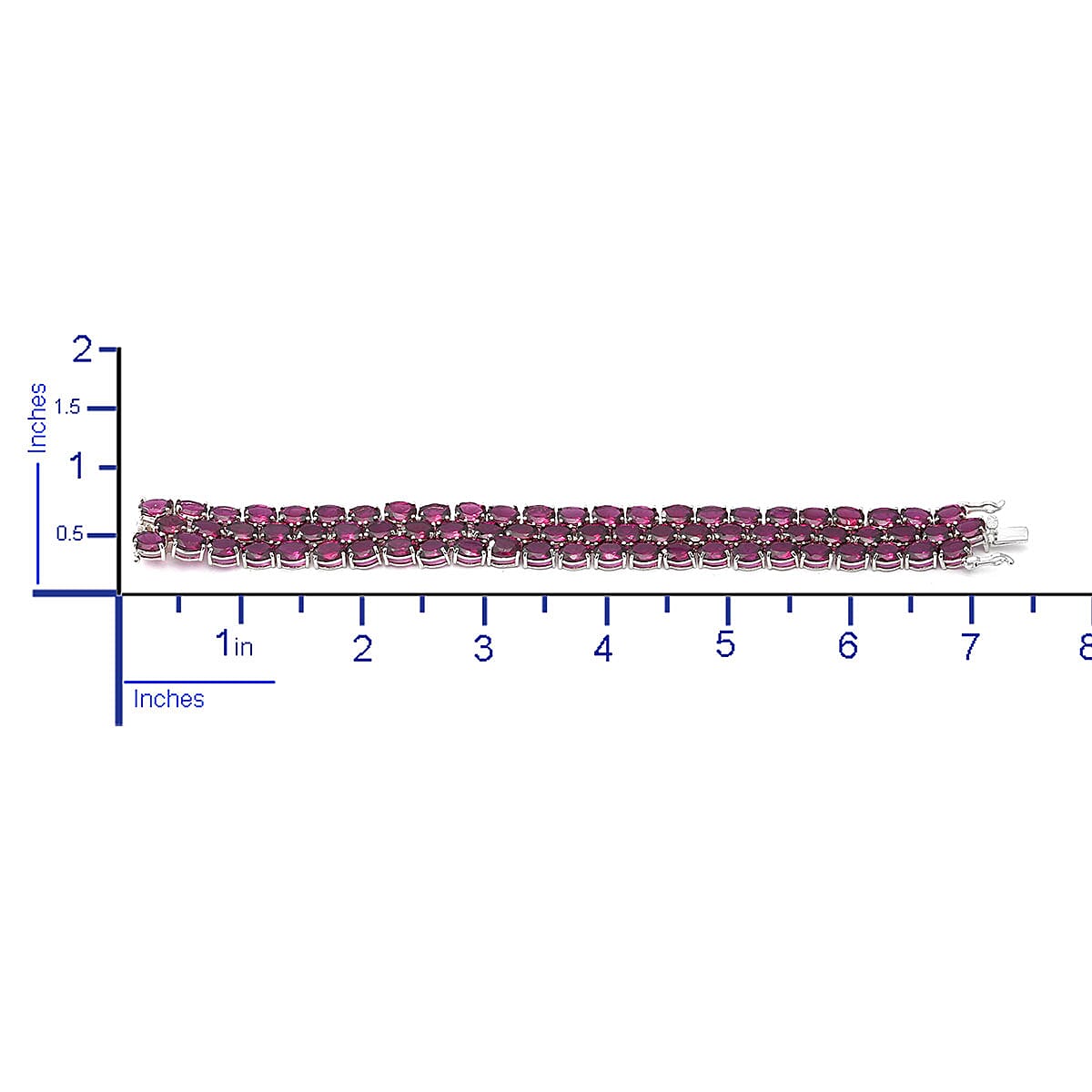 Orissa Rhodolite Garnet Three-row Bracelet in Platinum Over Sterling Silver (7.25 In) 67.65 ctw image number 2