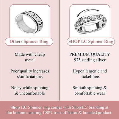 Floral Fidget Spinner Ring for Anxiety in Sterling Silver (Size 11.0) 4.50 Grams