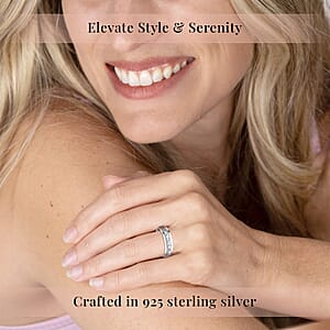 Floral Fidget Spinner Ring for Anxiety in Sterling Silver (Size 7.0) 4.50 Grams