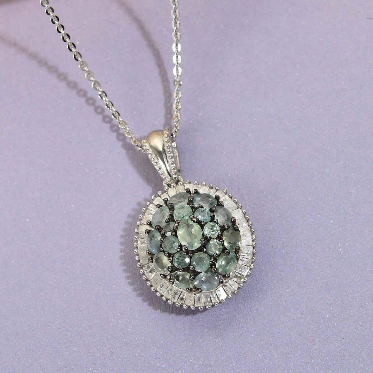 Premium Narsipatnam Alexandrite and Diamond Pendant Necklace 20 Inches in Rhodium and Platinum Over Sterling Silver 1.70 ctw image number 1