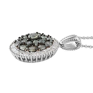 Premium Narsipatnam Alexandrite and Diamond Pendant Necklace 20 Inches in Rhodium and Platinum Over Sterling Silver 1.70 ctw