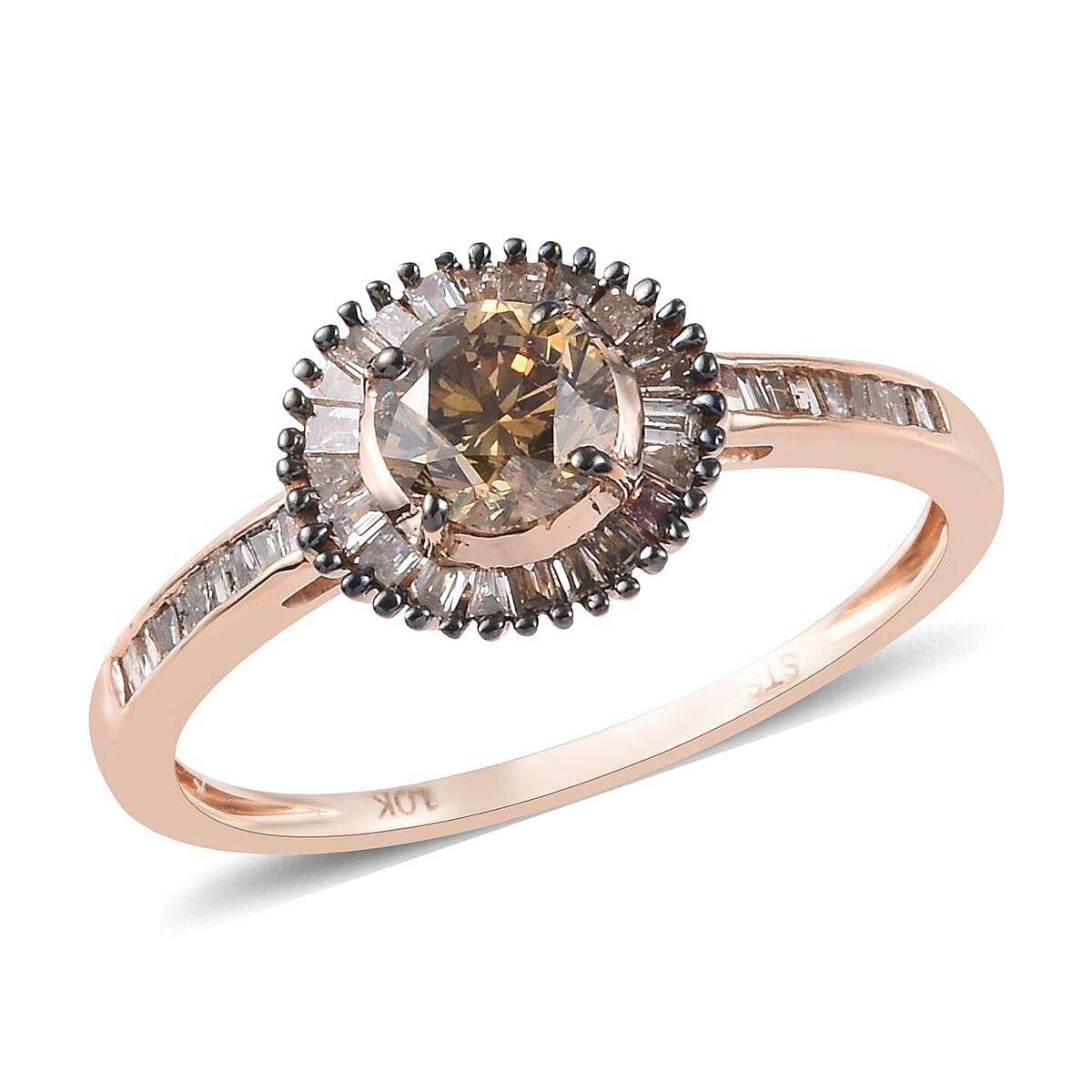 1.25 ctw Natural Champagne Diamond Ring in 10K Rose Gold 1.92 Grams (Size 6)