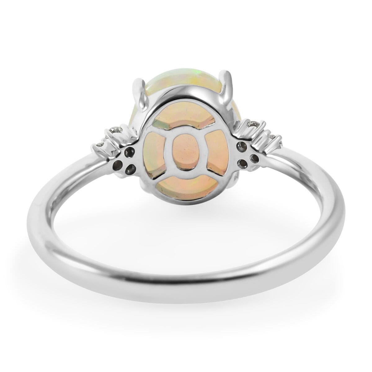 Iliana 2.52 ctw AAA Ethiopian Welo Opal and Diamond G-H SI Ring in 18K White Gold 3.17 Grams (Size 6) image number 3