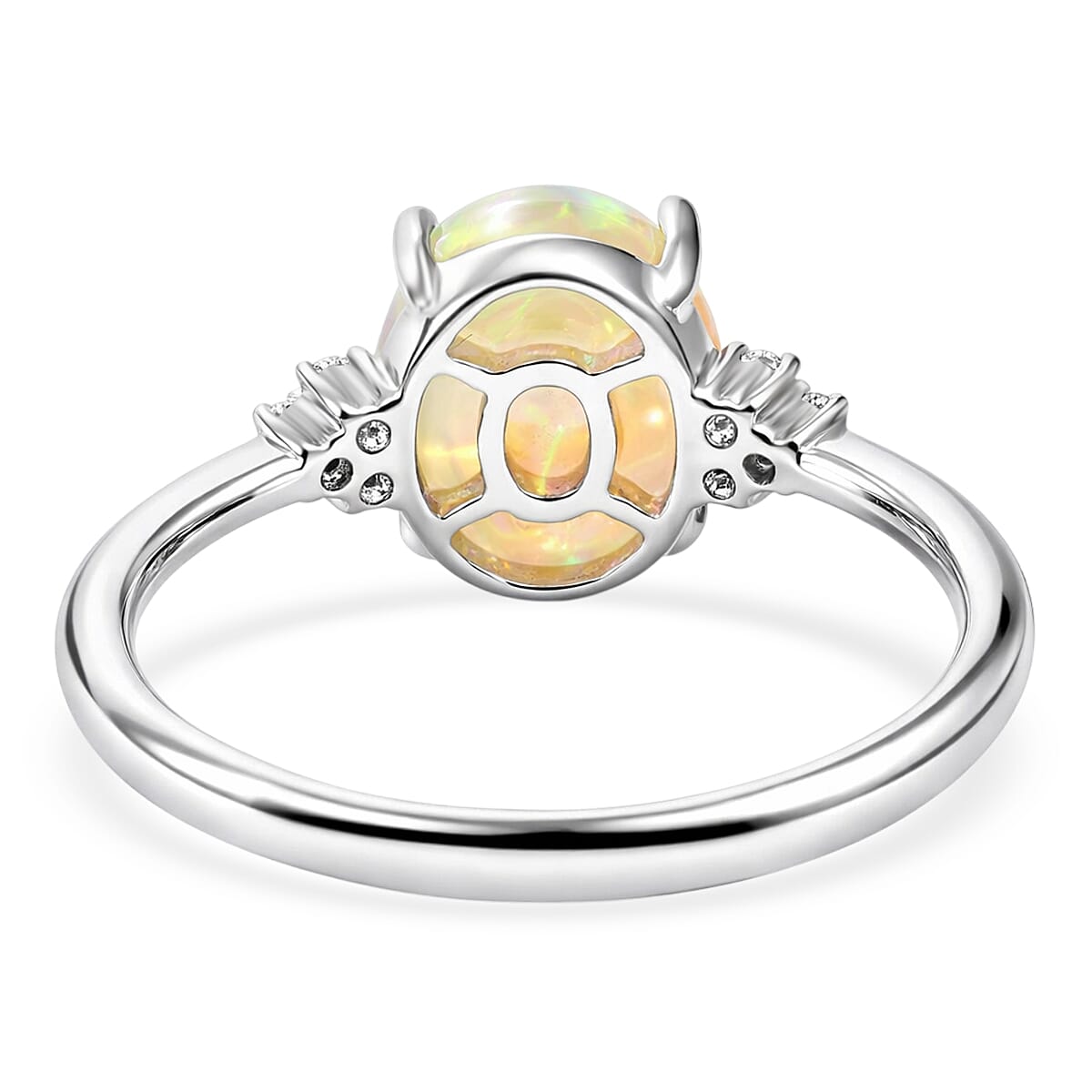 Iliana 2.52 ctw AAA Ethiopian Welo Opal and Diamond G-H SI Ring in 18K White Gold 3.17 Grams (Size 6)
