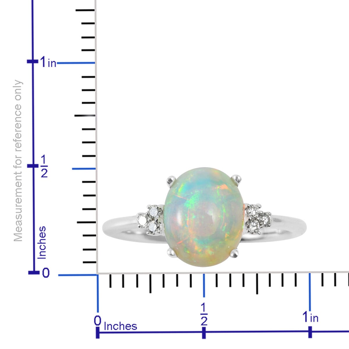 Iliana 2.52 ctw AAA Ethiopian Welo Opal and Diamond G-H SI Ring in 18K White Gold 3.17 Grams (Size 6) image number 4