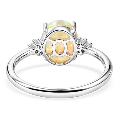 Iliana 2.52 ctw AAA Ethiopian Welo Opal and Diamond G-H SI Ring in 18K White Gold 3.17 Grams (Size 6)