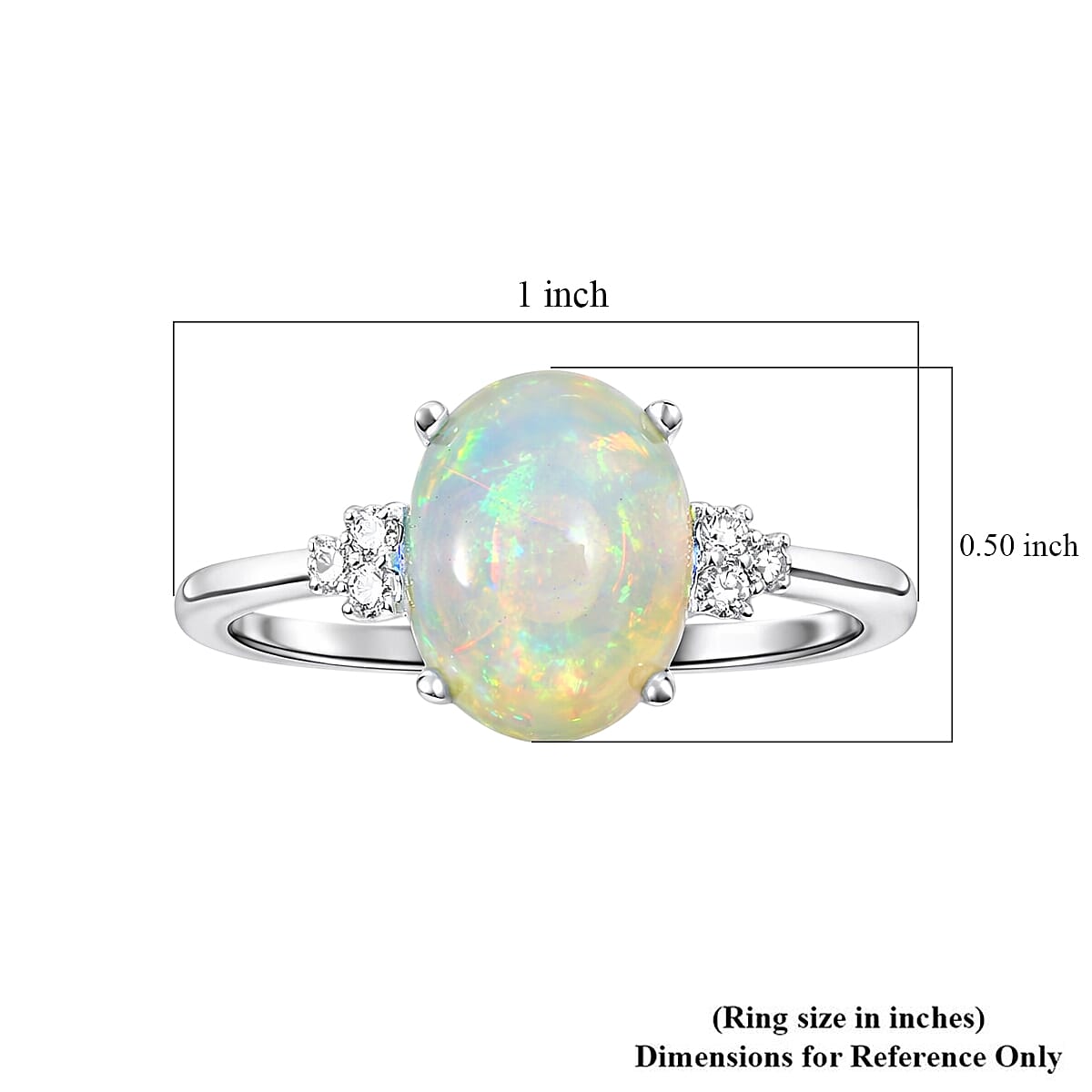 Iliana 2.52 ctw AAA Ethiopian Welo Opal and Diamond G-H SI Ring in 18K White Gold 3.17 Grams (Size 6)