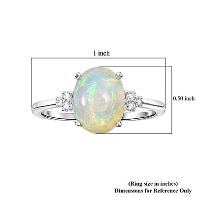 Iliana 2.52 ctw AAA Ethiopian Welo Opal and Diamond G-H SI Ring in 18K White Gold 3.17 Grams (Size 6)