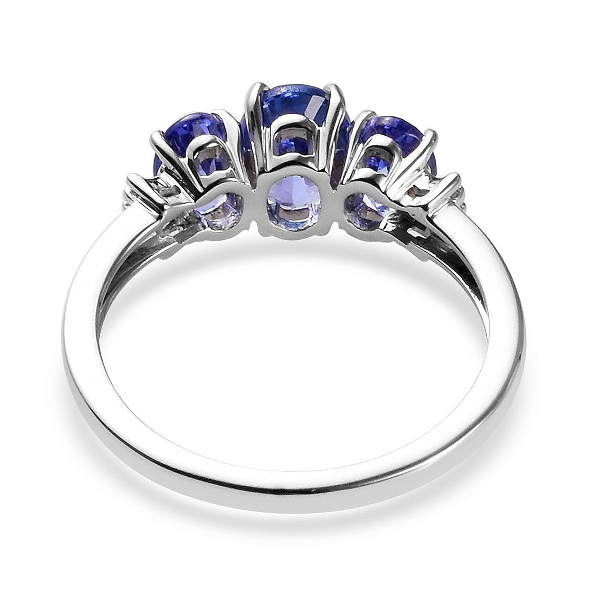 AAA Tanzanite and Diamond G-H I3 Accent 2.10 ctw Ring in 14K White Gold 2.25 Grams (Size 10)