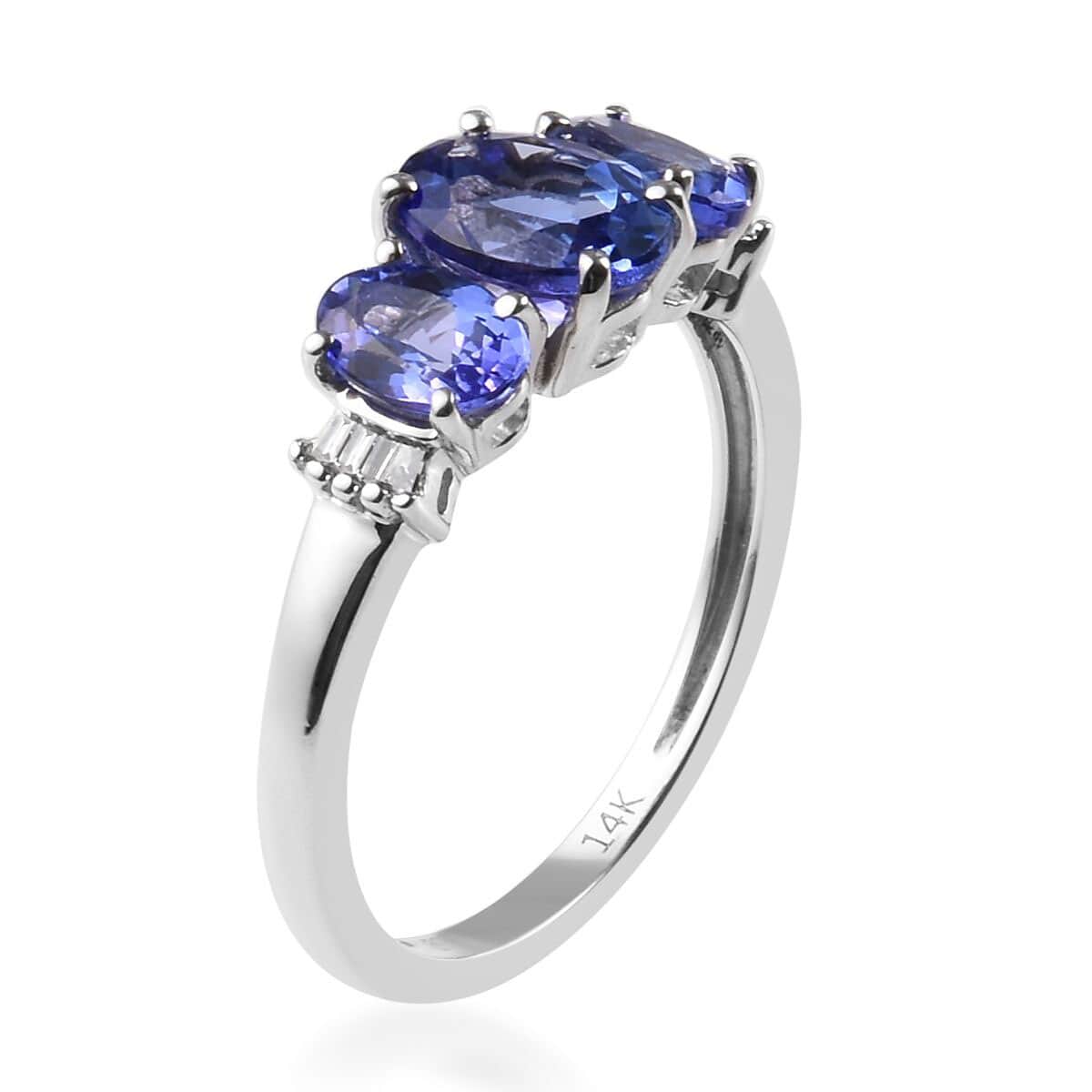 2.10 ctw AAA Tanzanite and Diamond G-H I3 Accent Ring in 14K White Gold 2.25 Grams (Size 8) image number 3