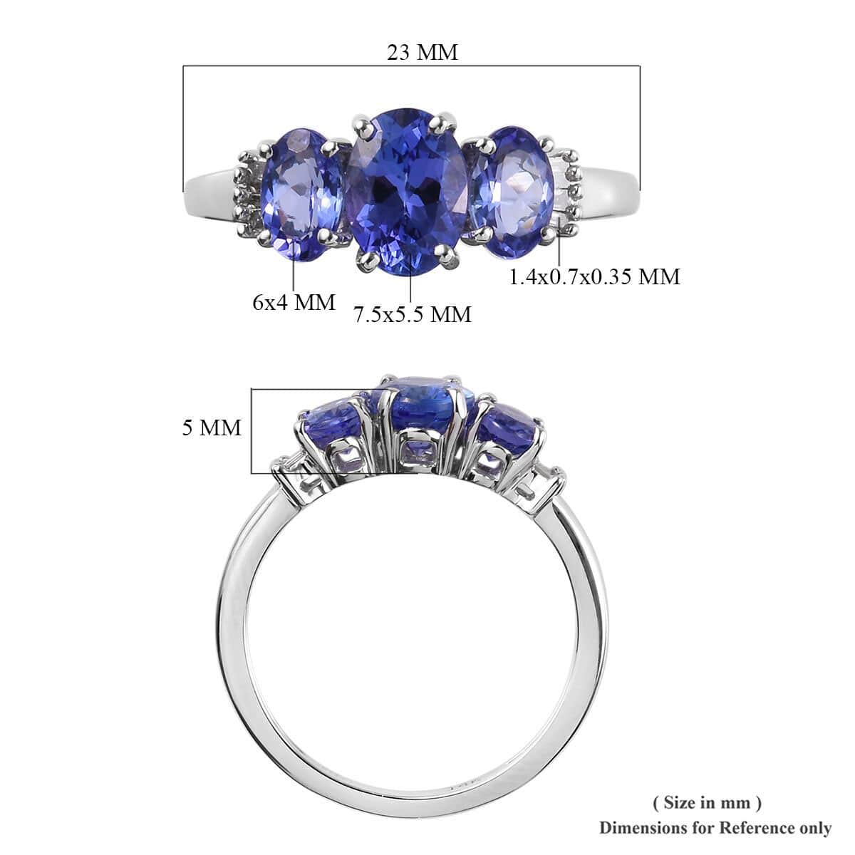 2.10 ctw AAA Tanzanite and Diamond G-H I3 Accent Ring in 14K White Gold 2.25 Grams (Size 8) image number 5