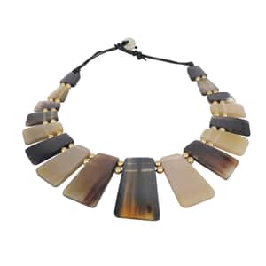 Natural Brown & Black Genuine Buffalo Horn Necklace 20 Inches