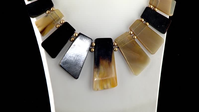 Natural Brown & Black Genuine Buffalo Horn Necklace (20 in)