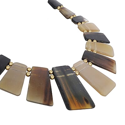 Natural Brown & Black Genuine Buffalo Horn Necklace 20 Inches