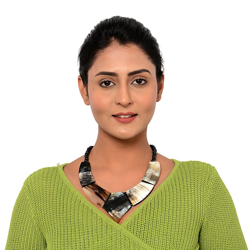 Natural Brown & Black Genuine Buffalo Horn Necklace 20-22 Inches in Goldtone