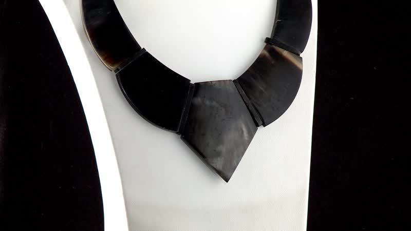 Natural Brown & Black Genuine Buffalo Horn Necklace (20-22 in)
