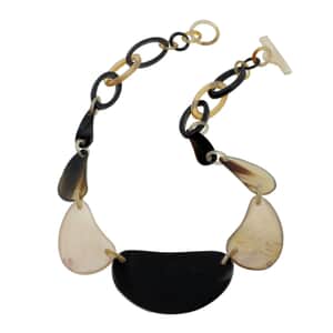 Natural Brown & Black Genuine Buffalo Horn Necklace 20 Inches