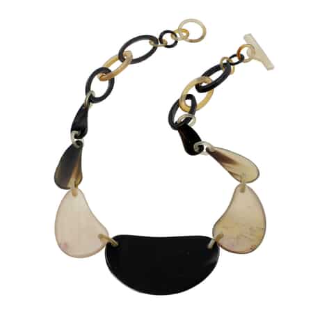 Natural Brown & Black Genuine Buffalo Horn Necklace 20 Inches image number 0