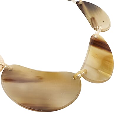 Natural Brown & Black Genuine Buffalo Horn Necklace 20 Inches