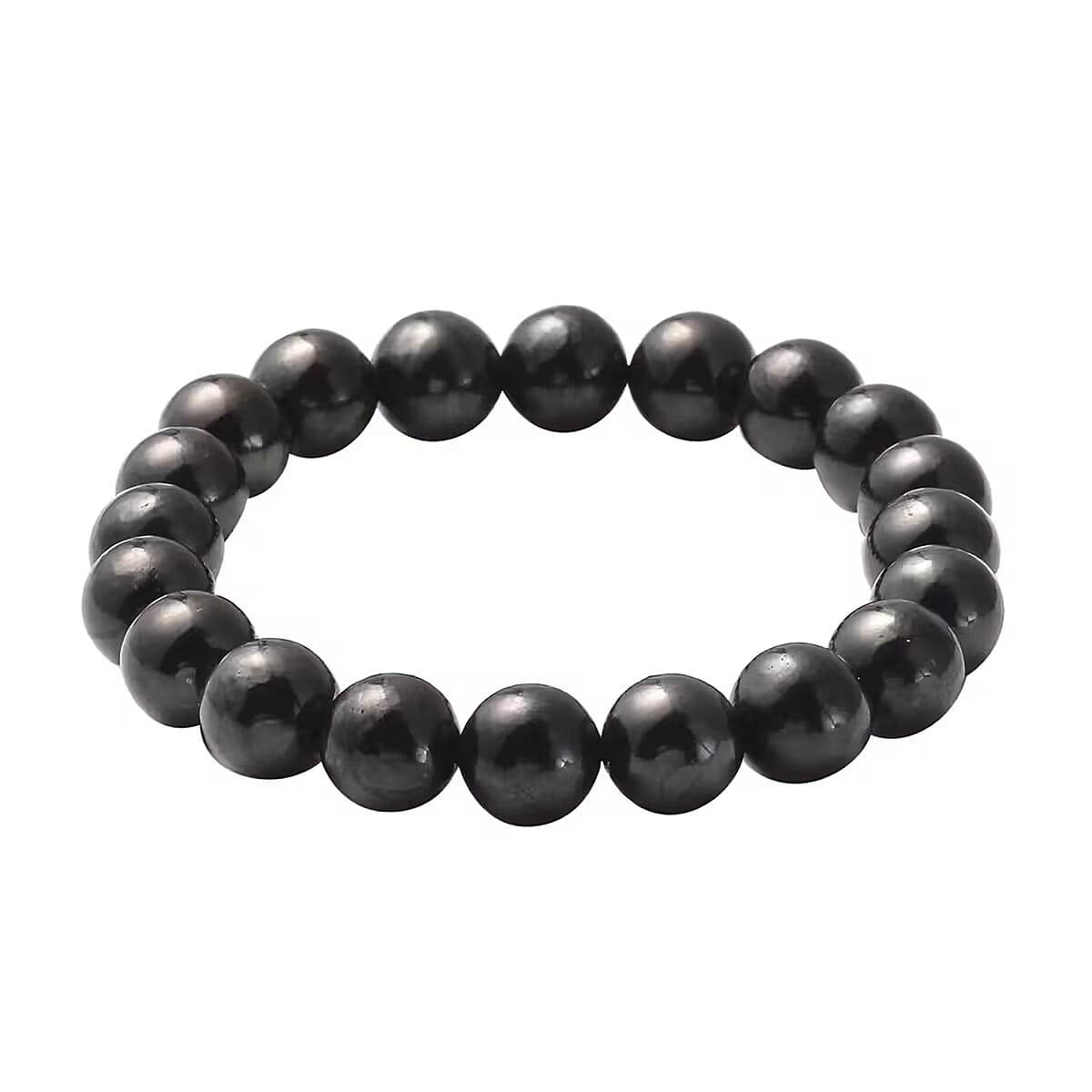 Shungite 10-11 mm Beaded Stretch Bracelet 128.00 ctw image number 0