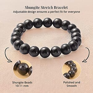 Shungite Beaded Stretch Bracelet 128.00 ctw