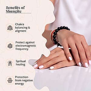 Shungite Beaded Stretch Bracelet 128.00 ctw