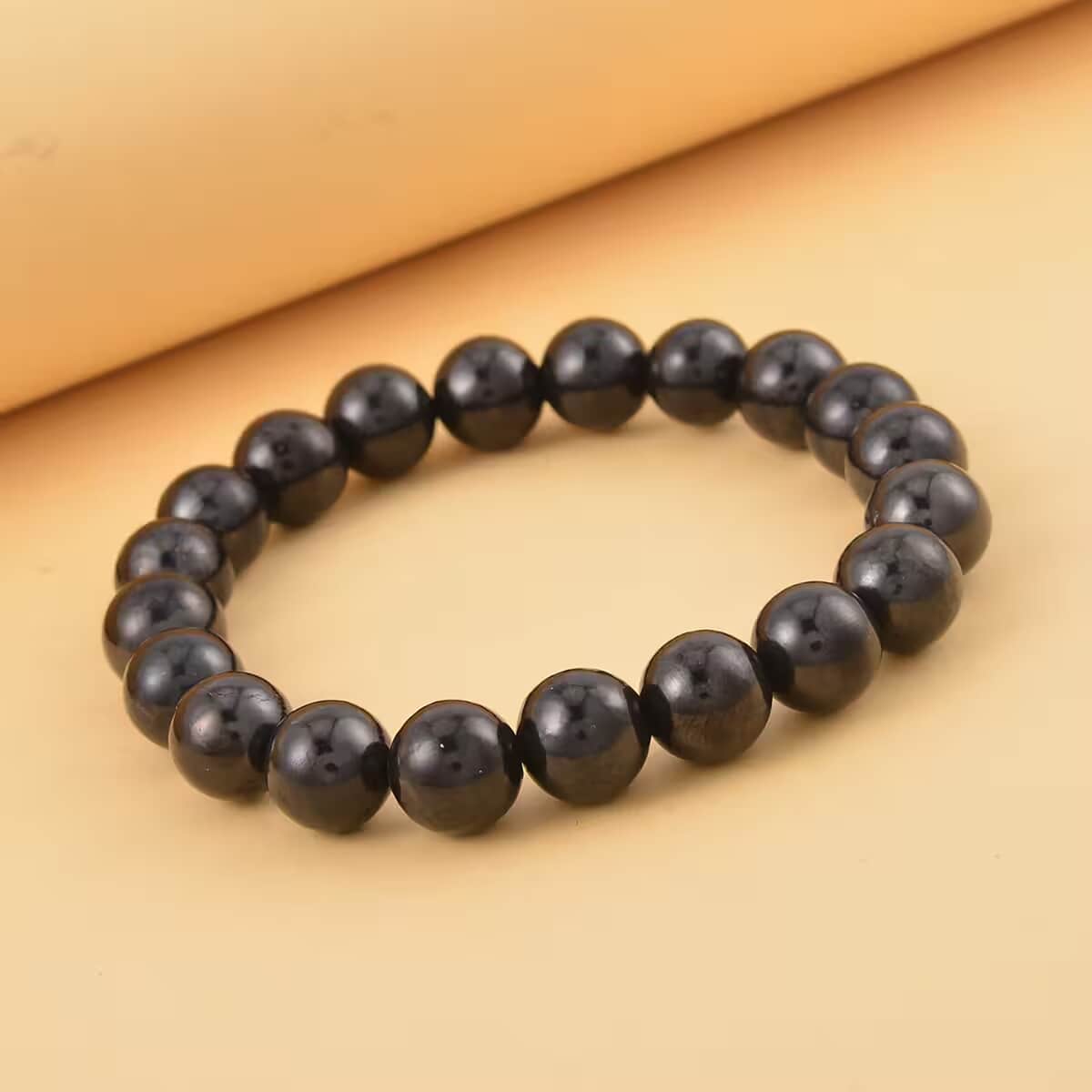 Shungite 10-11 mm Beaded Stretch Bracelet 128.00 ctw image number 7