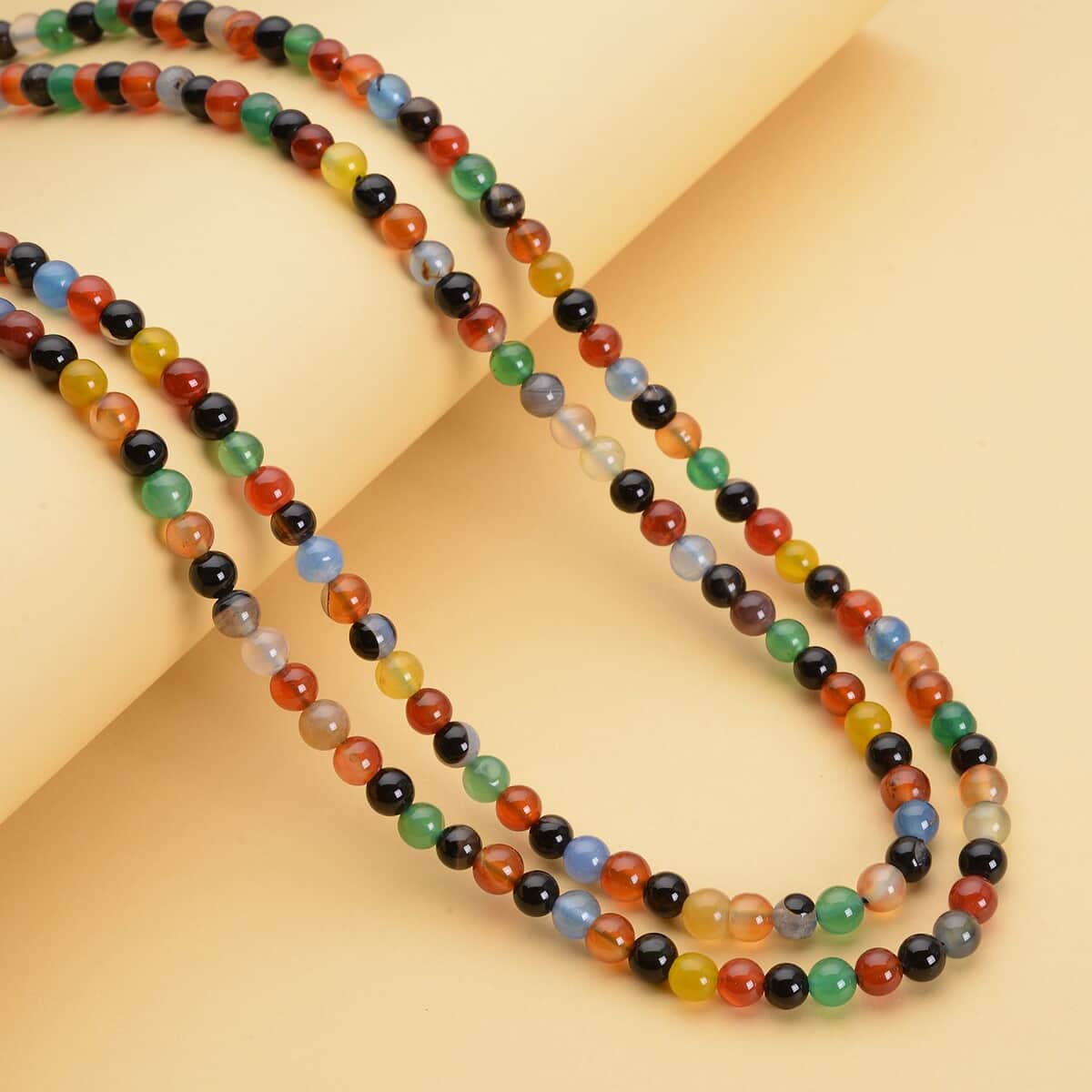 Enhanced Multi Agate Beaded Endless Necklace 60 Inches 415.00 ctw image number 1
