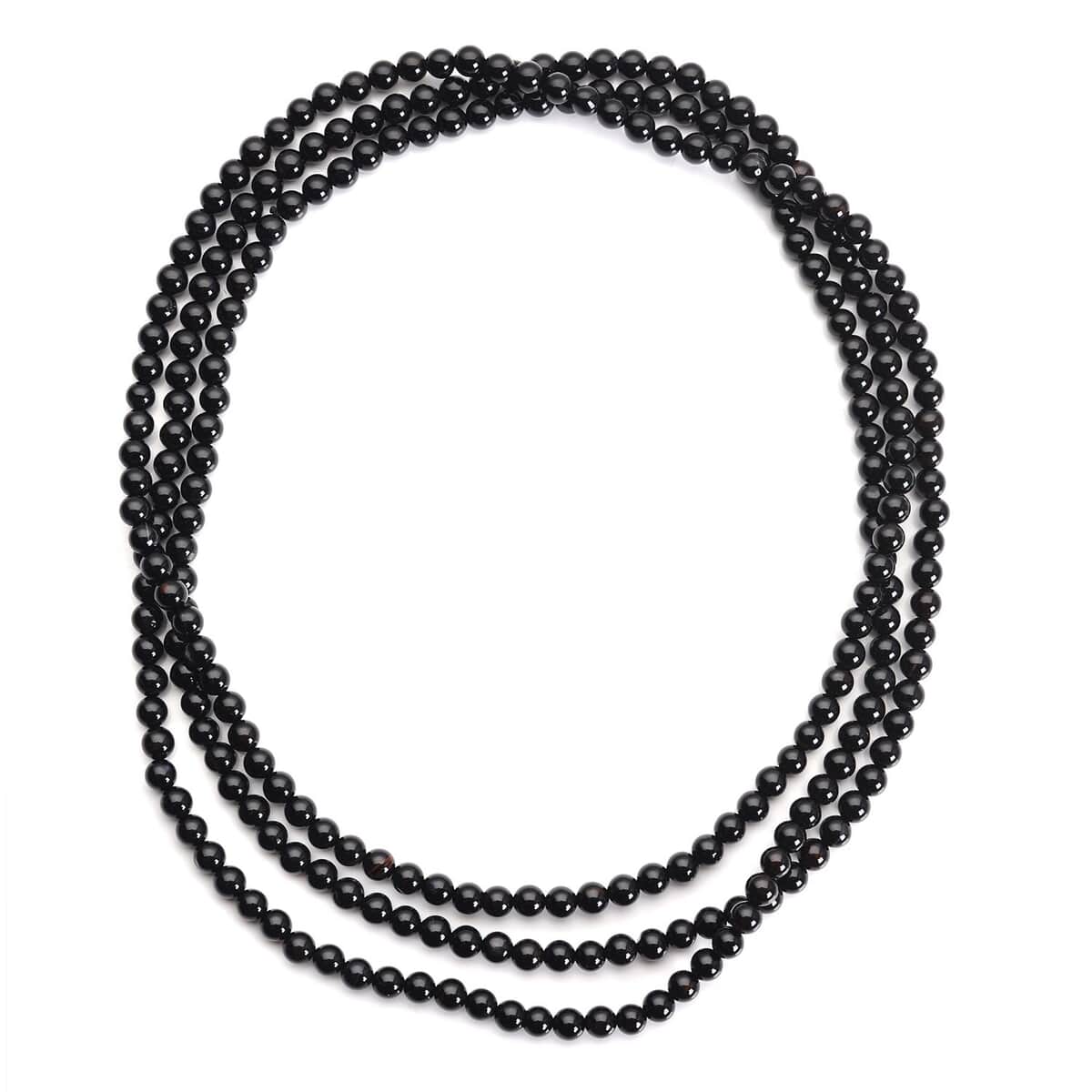 Enhanced Black Agate Beaded Endless Necklace 60 Inches 410.00 ctw image number 0