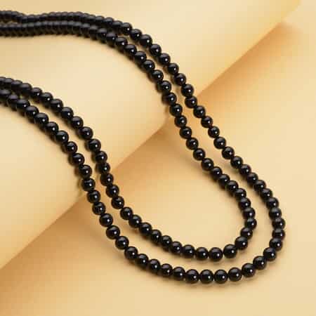 Enhanced Black Agate Beaded Endless Necklace 60 Inches 410.00 ctw image number 1