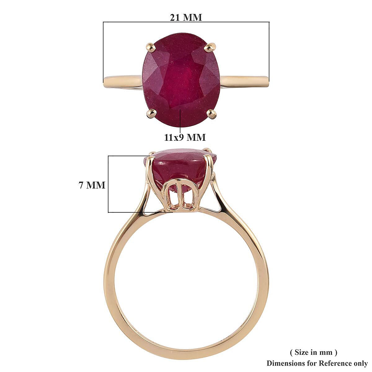 Luxoro 10K Yellow Gold AAA Niassa Ruby (FF) Solitaire Ring (Size 9.0) 5.60 ctw image number 5