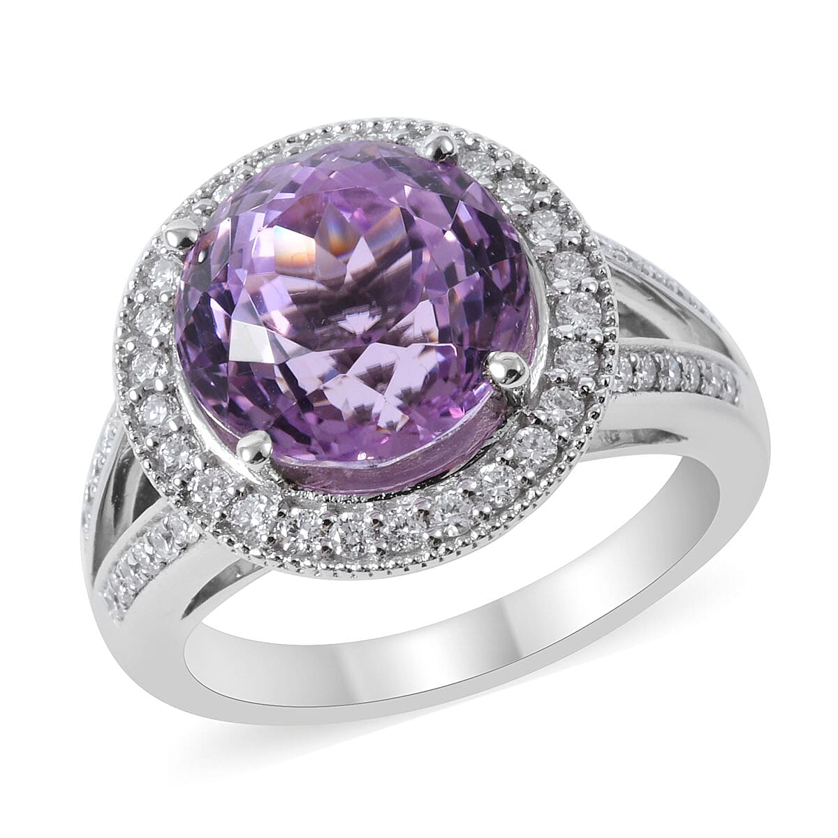 Rhapsody 5.40 ctw AAAA Pratroke Kunzite and Diamond E-F VS Ring in 950 Platinum 8.98 Grams (Size 6.0)