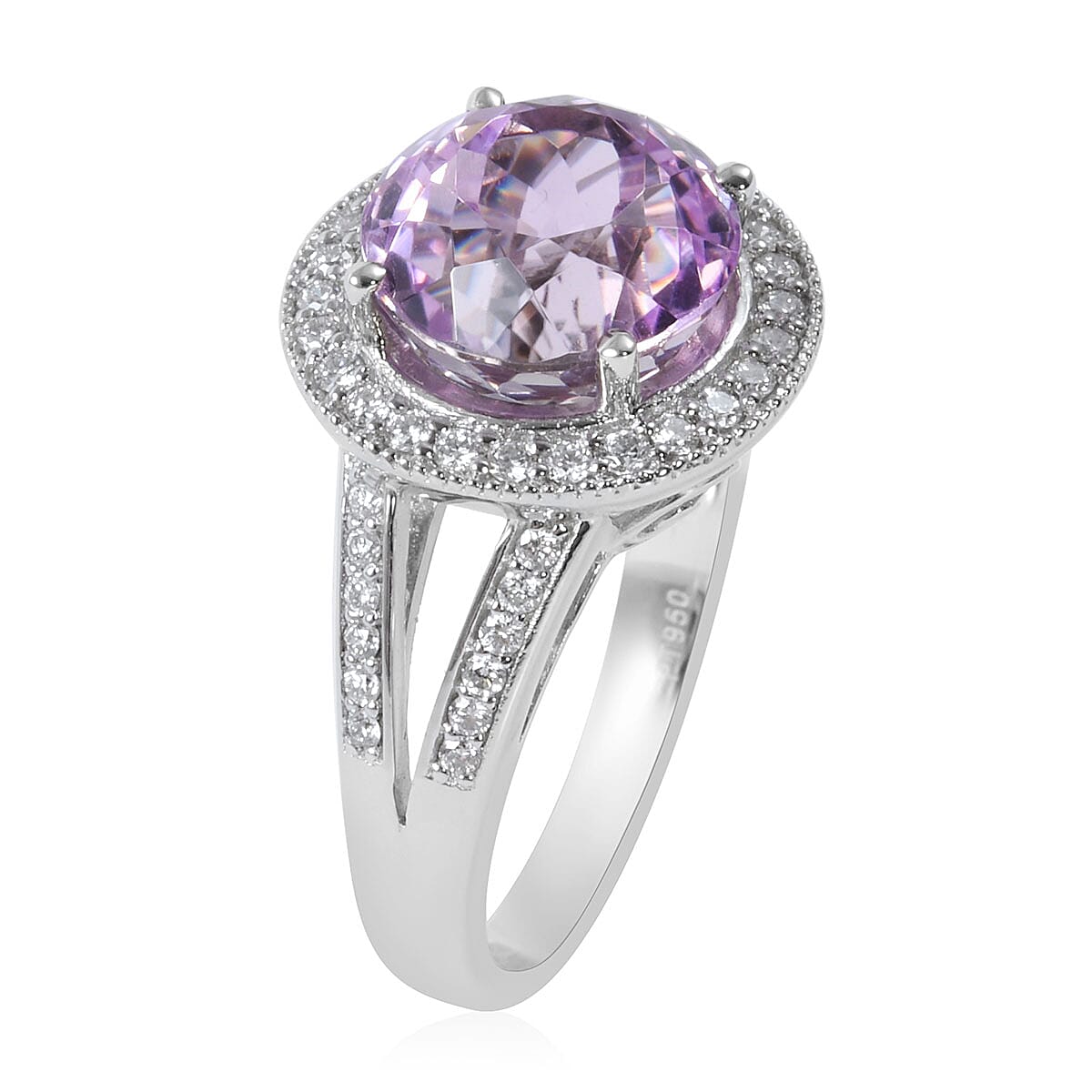 Rhapsody 5.40 ctw AAAA Pratroke Kunzite and Diamond E-F VS Ring in 950 Platinum 8.98 Grams (Size 6.0)
