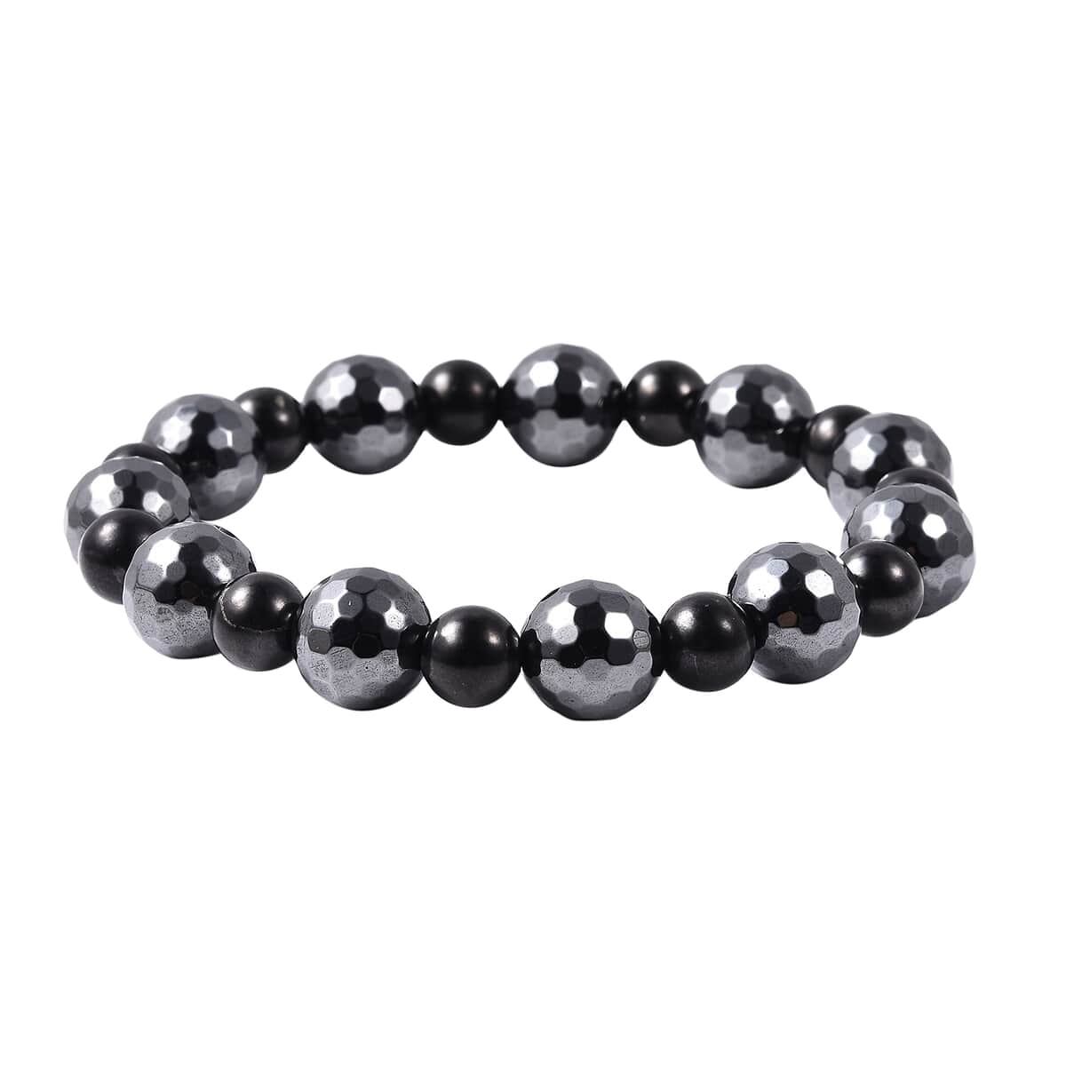 Shungite and Magnetic Hematite Stretch Bracelet 253.00 ctw image number 0