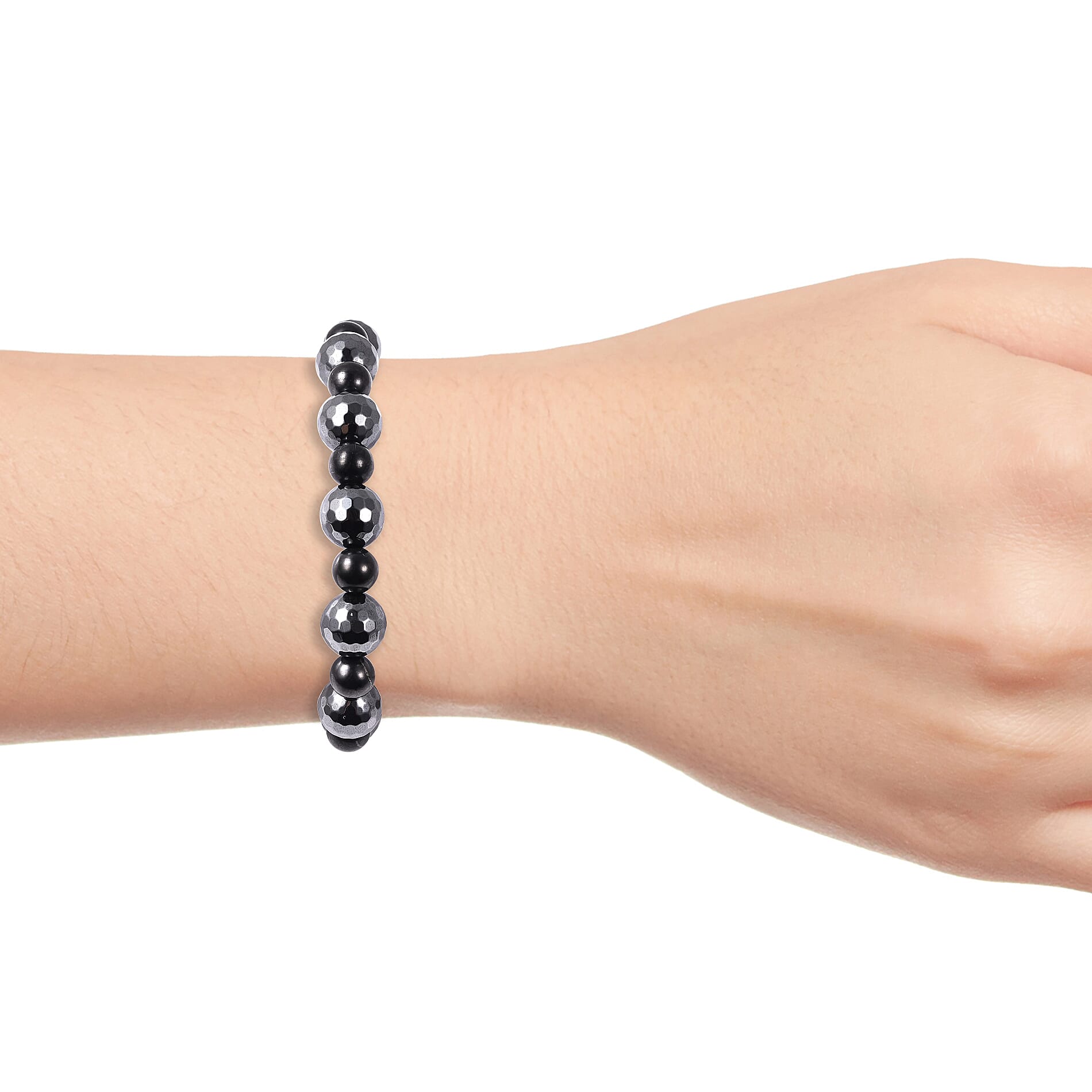 Shungite and Magnetic Hematite Stretch Bracelet 253.00 ctw