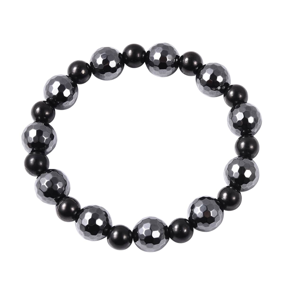 Shungite and Magnetic Hematite Stretch Bracelet 253.00 ctw image number 2