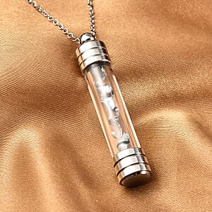 Marvelous Meteorite Pendant Necklace in Stainless Steel, Glass  Vile Pendant For Women (20 Inches)