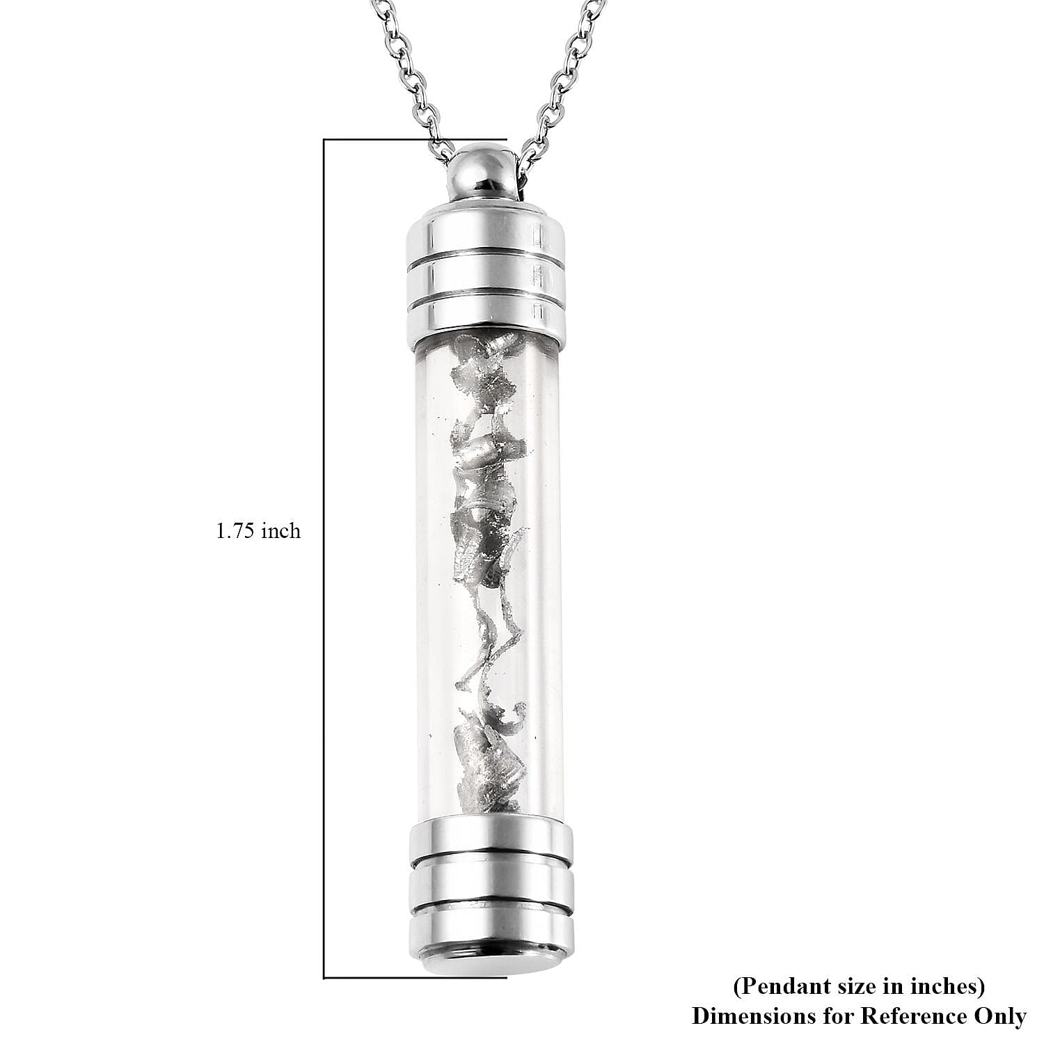 Marvelous Meteorite Pendant Necklace in Stainless Steel, Glass  Vile Pendant For Women (20 Inches)