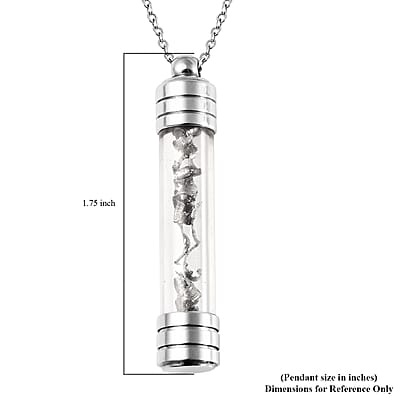 Marvelous Meteorite Pendant Necklace in Stainless Steel, Glass  Vile Pendant For Women (20 Inches)