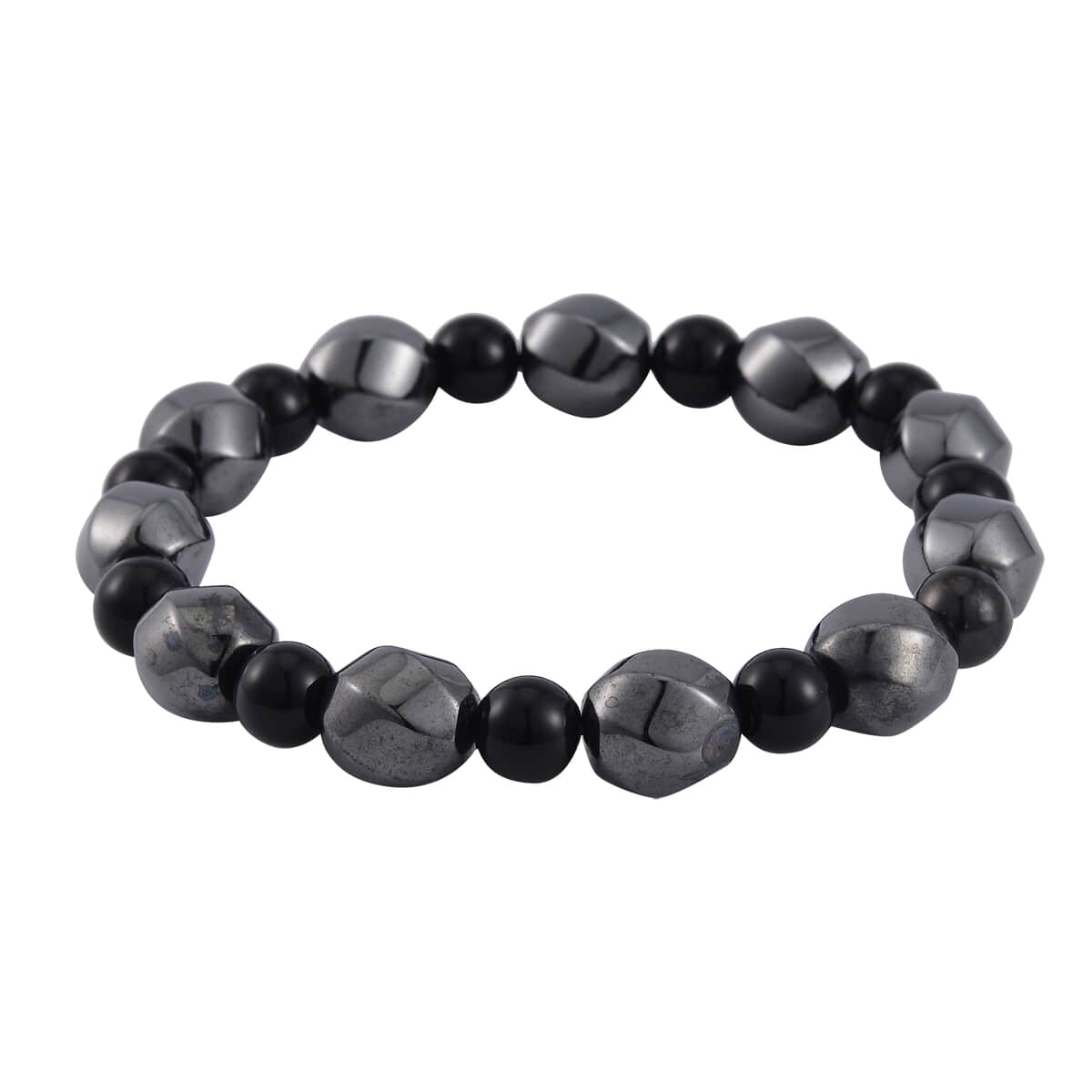 Shungite and Magnetic Hematite Stretch Bracelet 84.00 ctw image number 0