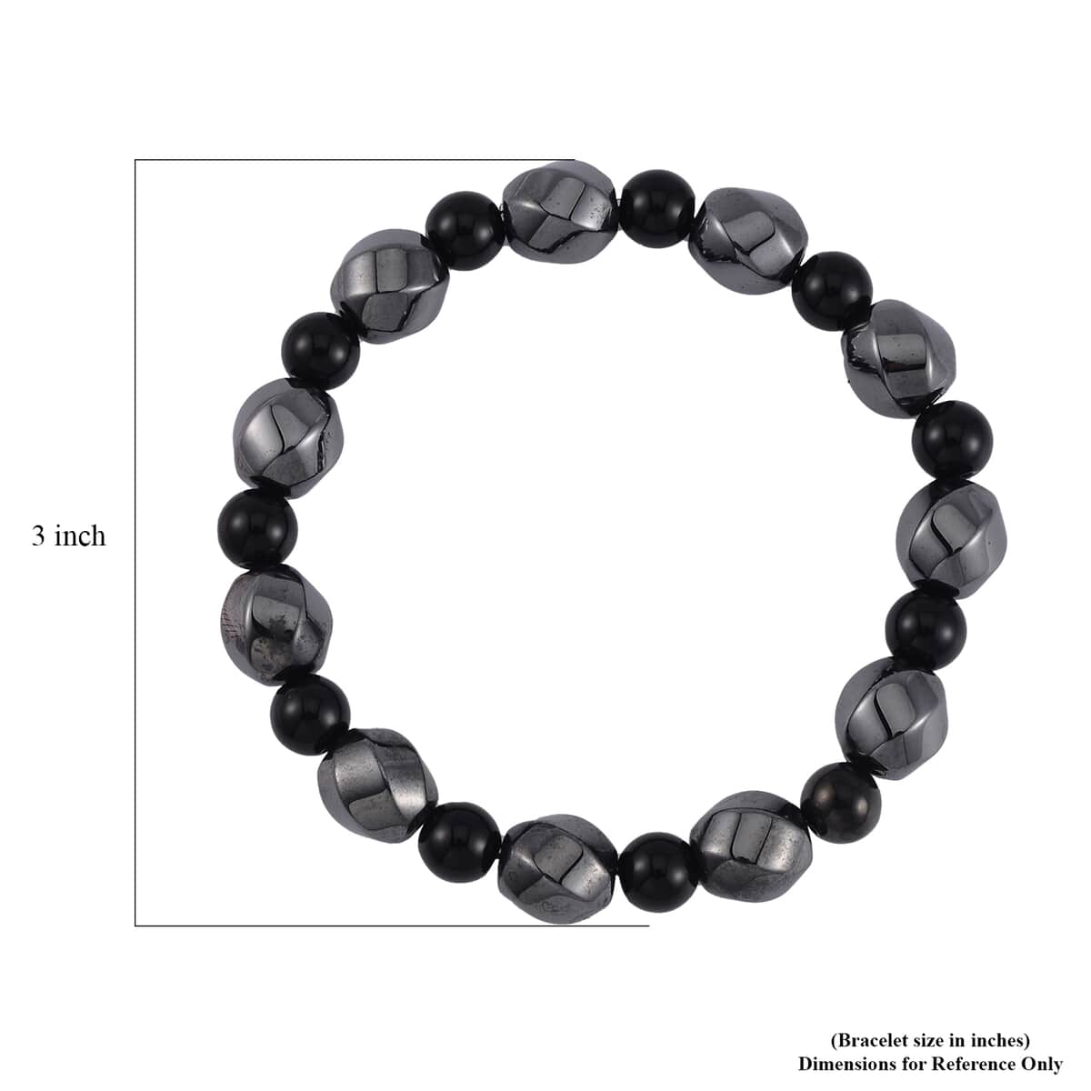 Shungite and Magnetic Hematite Stretch Bracelet 84.00 ctw image number 3