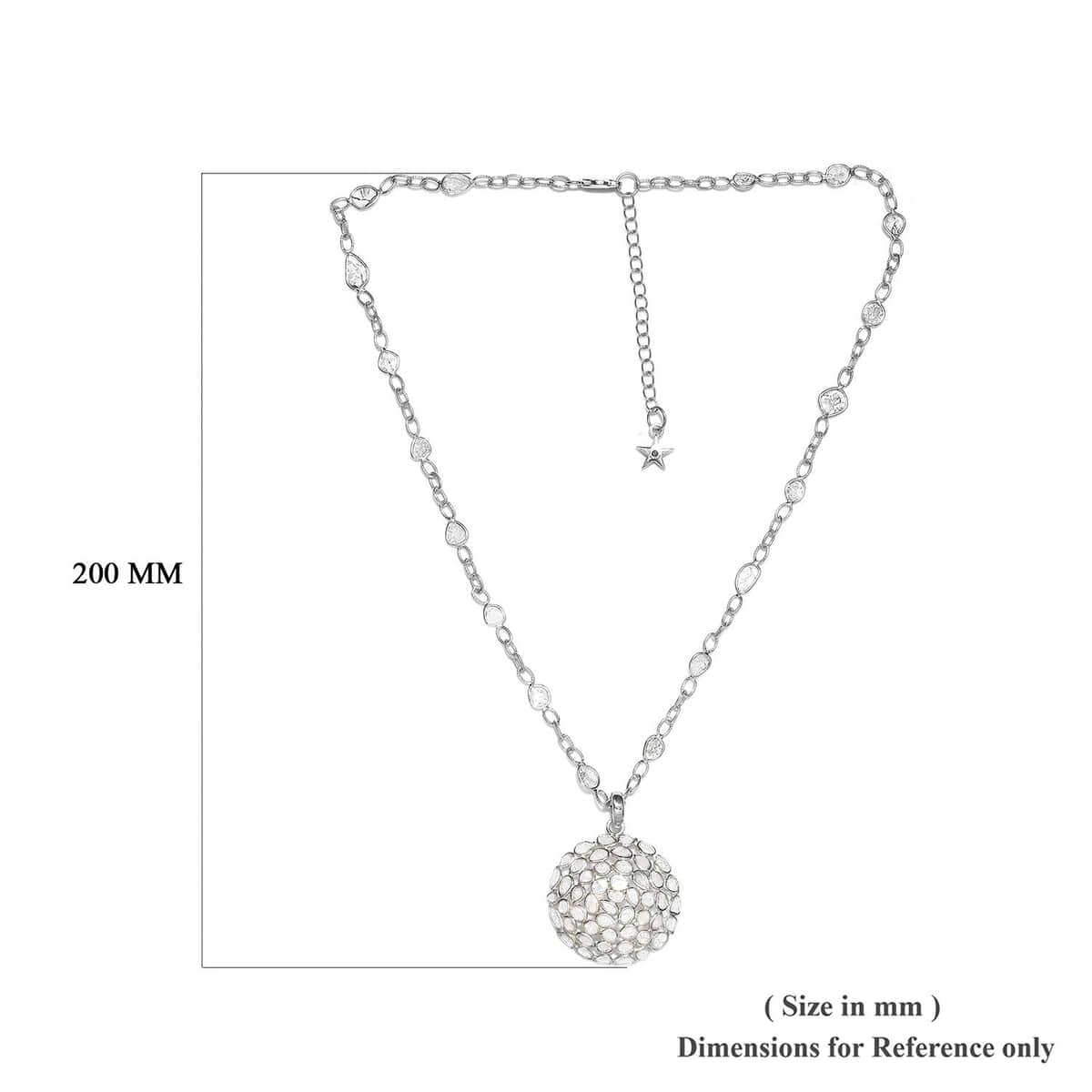 GP Polki Diamond Star Charm Necklace 18-20 Inches in Platinum Over Sterling Silver 4.00 ctw image number 4