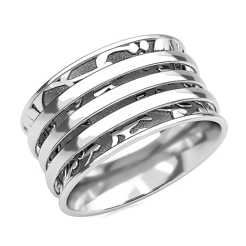 Sterling Silver Anxiety Spinner Ring, Anxiety Ring for Women, Fidget Rings for Anxiety for Women, Stress Relieving Anxiety Ring, Promise Rings (Size 10.0) (4.55 g)