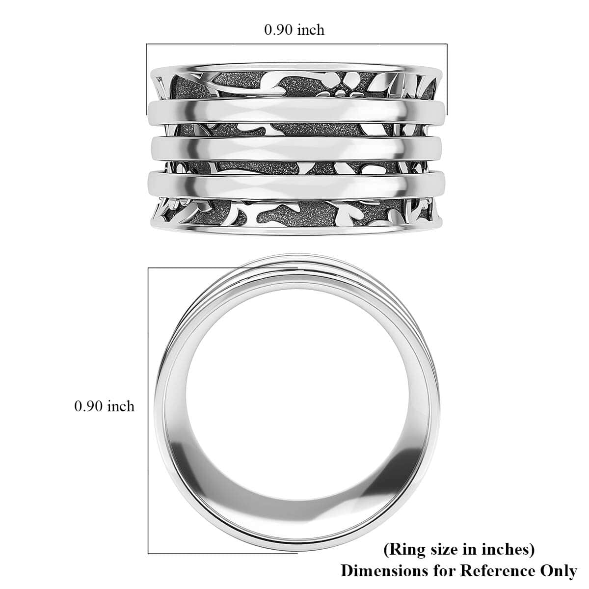 Sterling Silver Anxiety Spinner Ring, Anxiety Ring for Women, Fidget Rings for Anxiety for Women, Stress Relieving Anxiety Ring, Promise Rings (Size 10.0) (4.55 g) image number 8