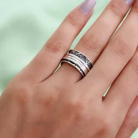 Sterling Silver Anxiety Spinner Ring, Anxiety Ring for Women, Fidget Rings for Anxiety for Women, Stress Relieving Anxiety Ring (Size 8.0) (4.55 g) image number 3