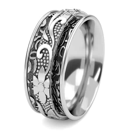 Sterling Silver Floral Spinner Ring, Anxiety Ring for Women, Fidget Rings for Anxiety for Women, Stress Relieving Anxiety Ring (Size 5.0) (4.90 g) image number 5