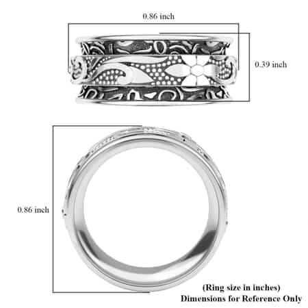 Sterling Silver Floral Spinner Ring, Anxiety Ring for Women, Fidget Rings for Anxiety for Women, Stress Relieving Anxiety Ring (Size 5.0) (4.90 g) image number 7