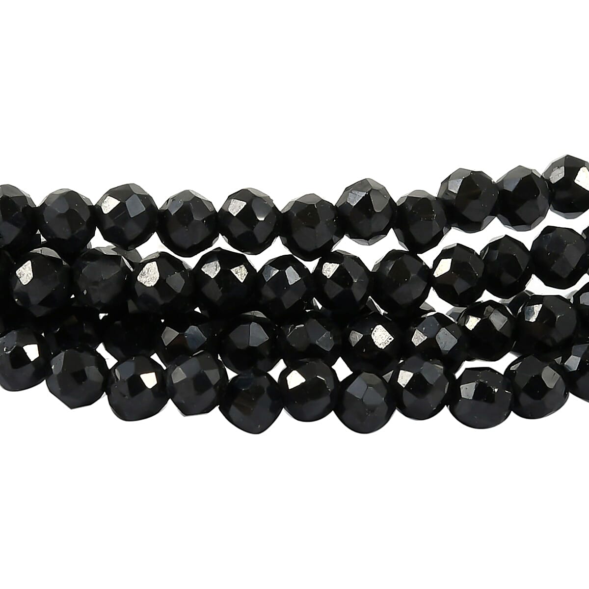 Thai Black Spinel 35.00 ctw Multi Strand Beaded Bracelet in Sterling Silver (7.25 In)